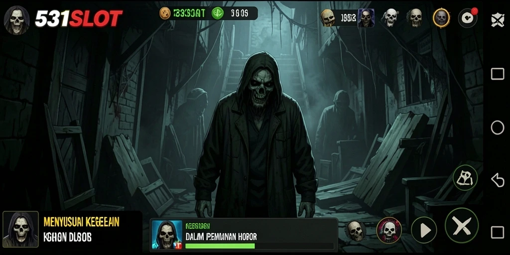Screenshot gameplay 531SLOT yang menampilkan momen menyeramkan.