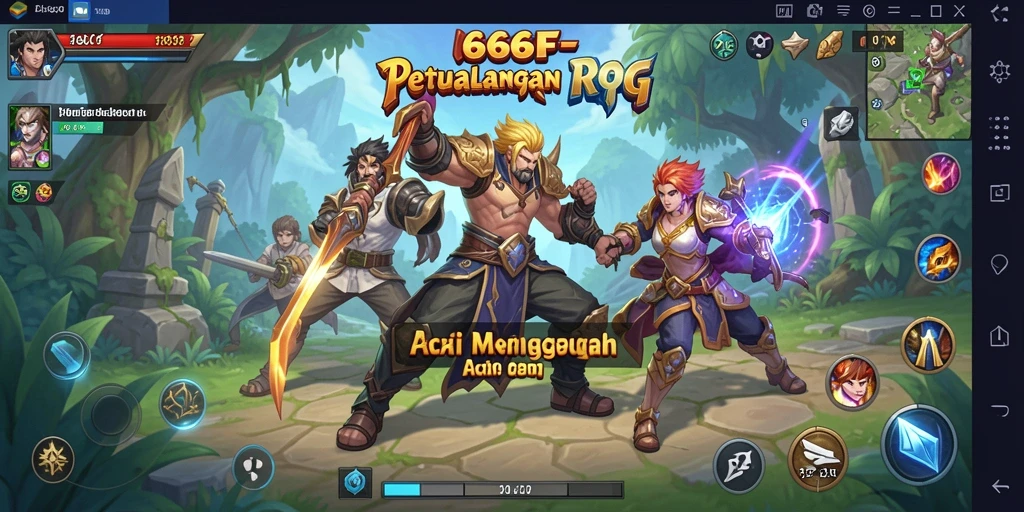 Screenshot 666F menampilkan aksi pertempuran seru di dunia fantasi.