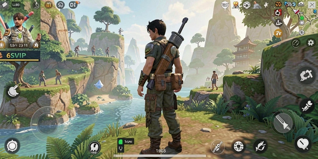 Screenshot gameplay 6SVIP yang menampilkan eksplorasi dunia terbuka.