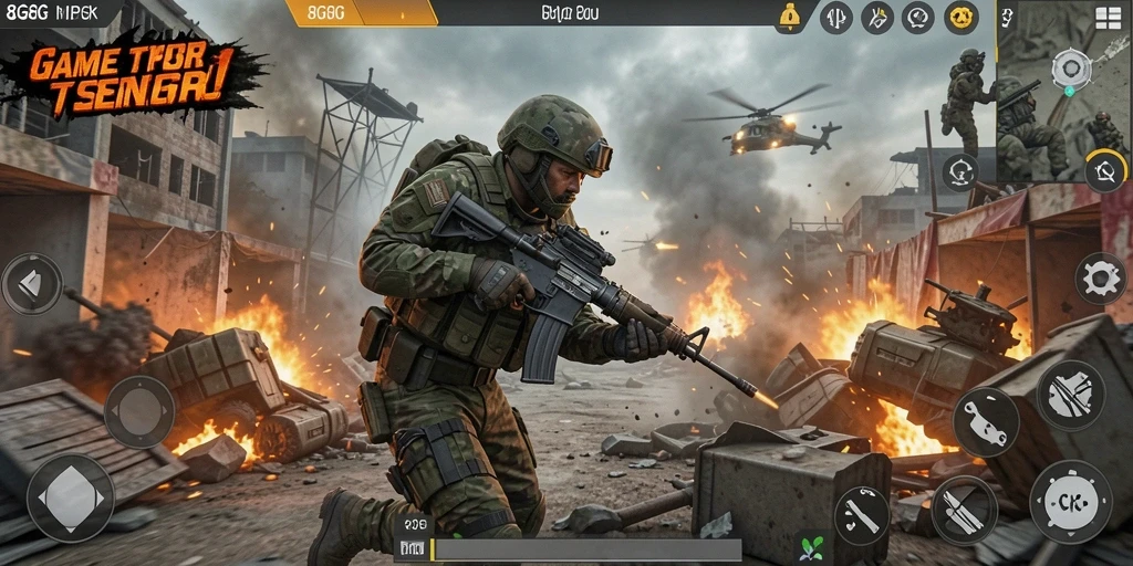 Tampilan aksi seru gameplay 8G8G dalam gaya TPS.