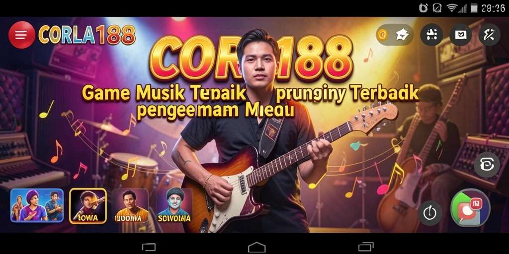 Screenshot CORLA188 menampilkan gameplay musik yang penuh warna dan interaktif.