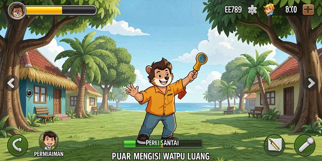 Screenshot gameplay EE789 yang menunjukkan keseruan permainan santai.