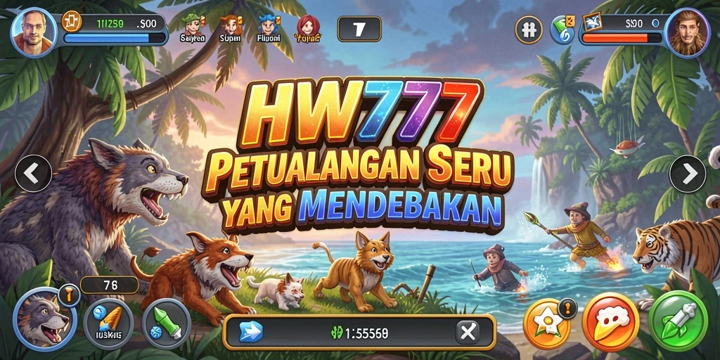 Tangkapan layar utama HW777 menampilkan aksi petualangan yang seru.