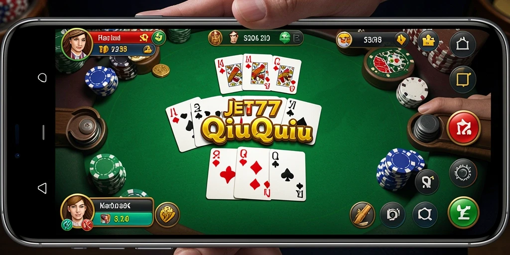 Tangkapan layar gameplay JET77 dengan suasana permainan QiuQiu yang seru.
