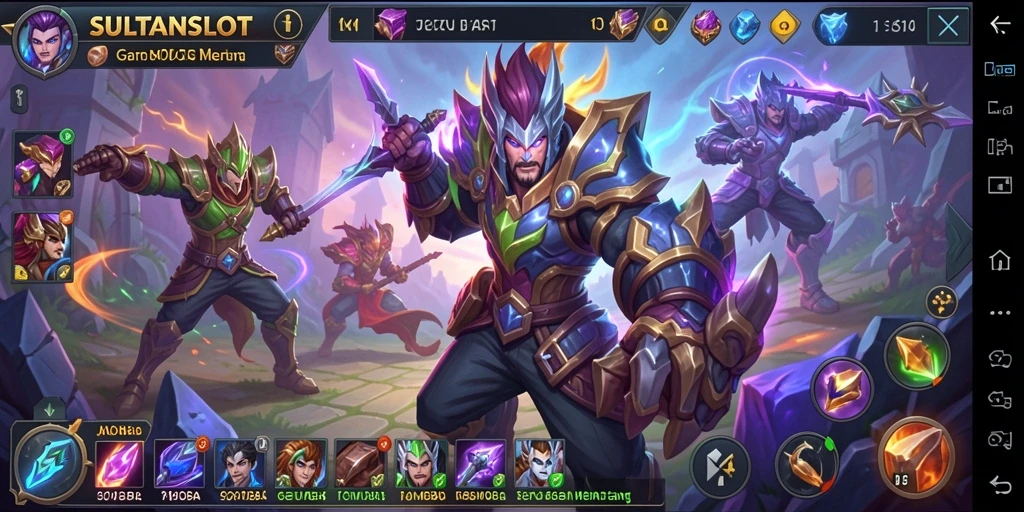 Tampilan gameplay SULTANSLOT saat bertarung di arena MOBA.