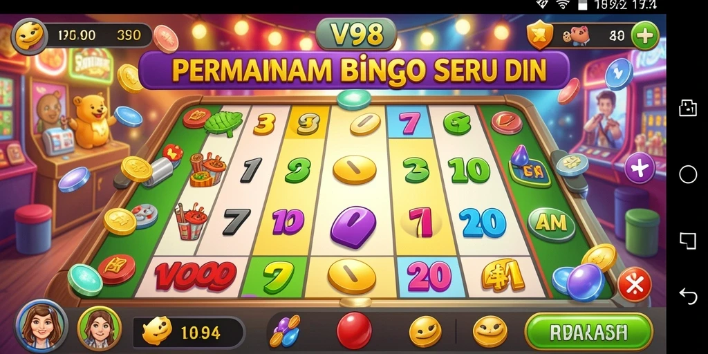 Tangkapan layar utama V98 menampilkan gameplay Bingo yang menarik dan interaktif.