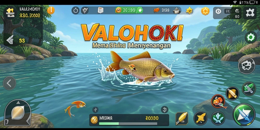 Screenshot gameplay <strong>VALOHOKI</strong> menampilkan pengalaman memancing yang seru dan mengasyikkan.